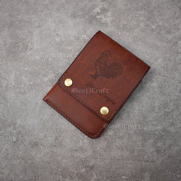 Handcrafted Vintage Bifold Wallet with Snap Button Closure