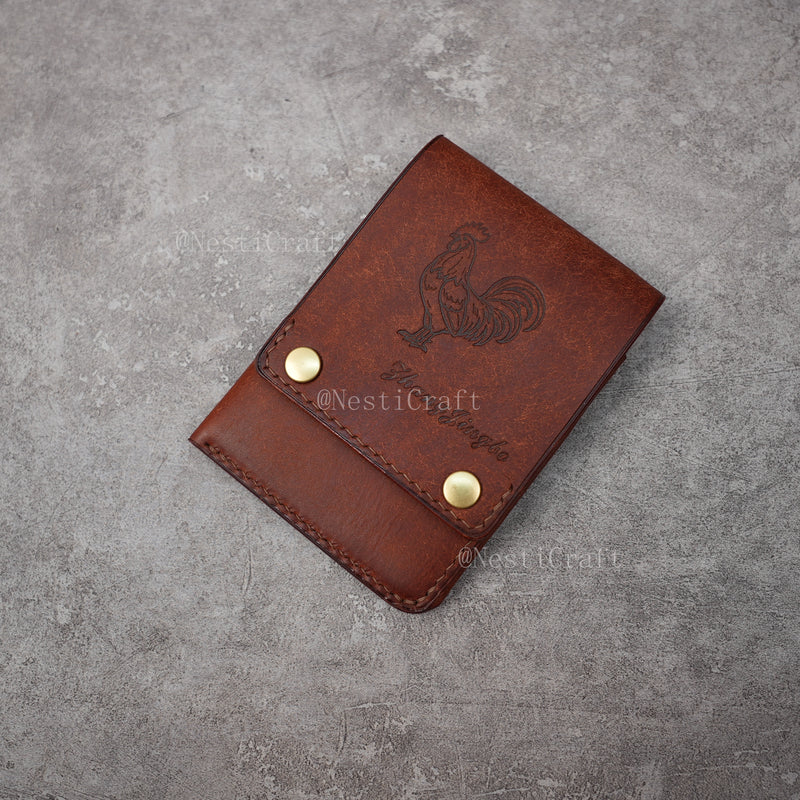 Handcrafted Vintage Bifold Wallet with Snap Button Closure