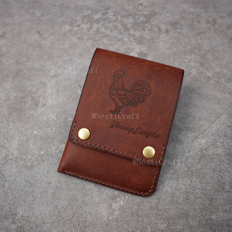 Handcrafted Vintage Bifold Wallet with Snap Button Closure
