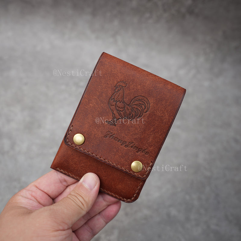 Handcrafted Vintage Bifold Wallet with Snap Button Closure
