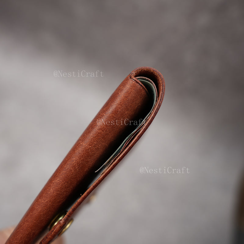 Handcrafted Vintage Bifold Wallet with Snap Button Closure