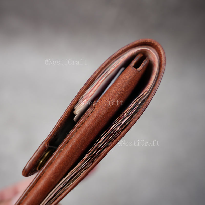 Handcrafted Vintage Bifold Wallet with Snap Button Closure