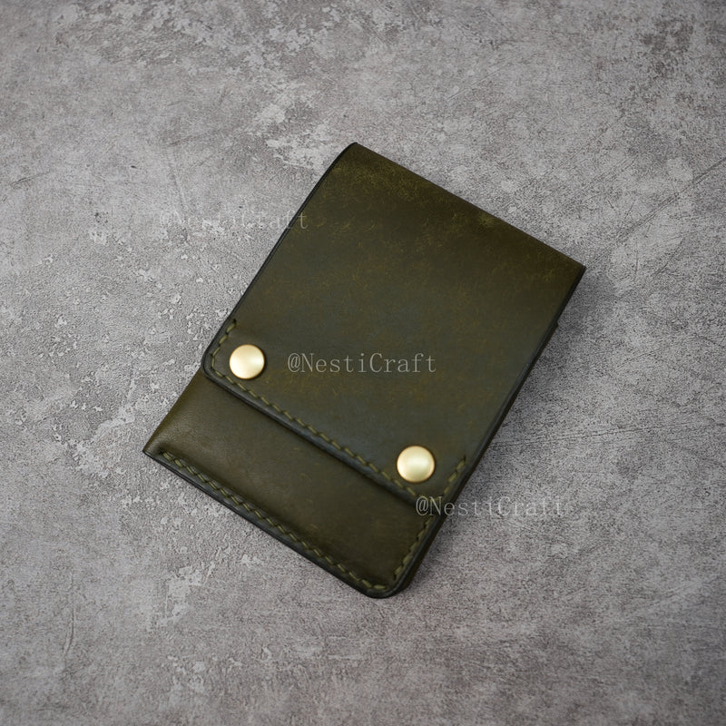 Handcrafted Vintage Bifold Wallet with Snap Button Closure
