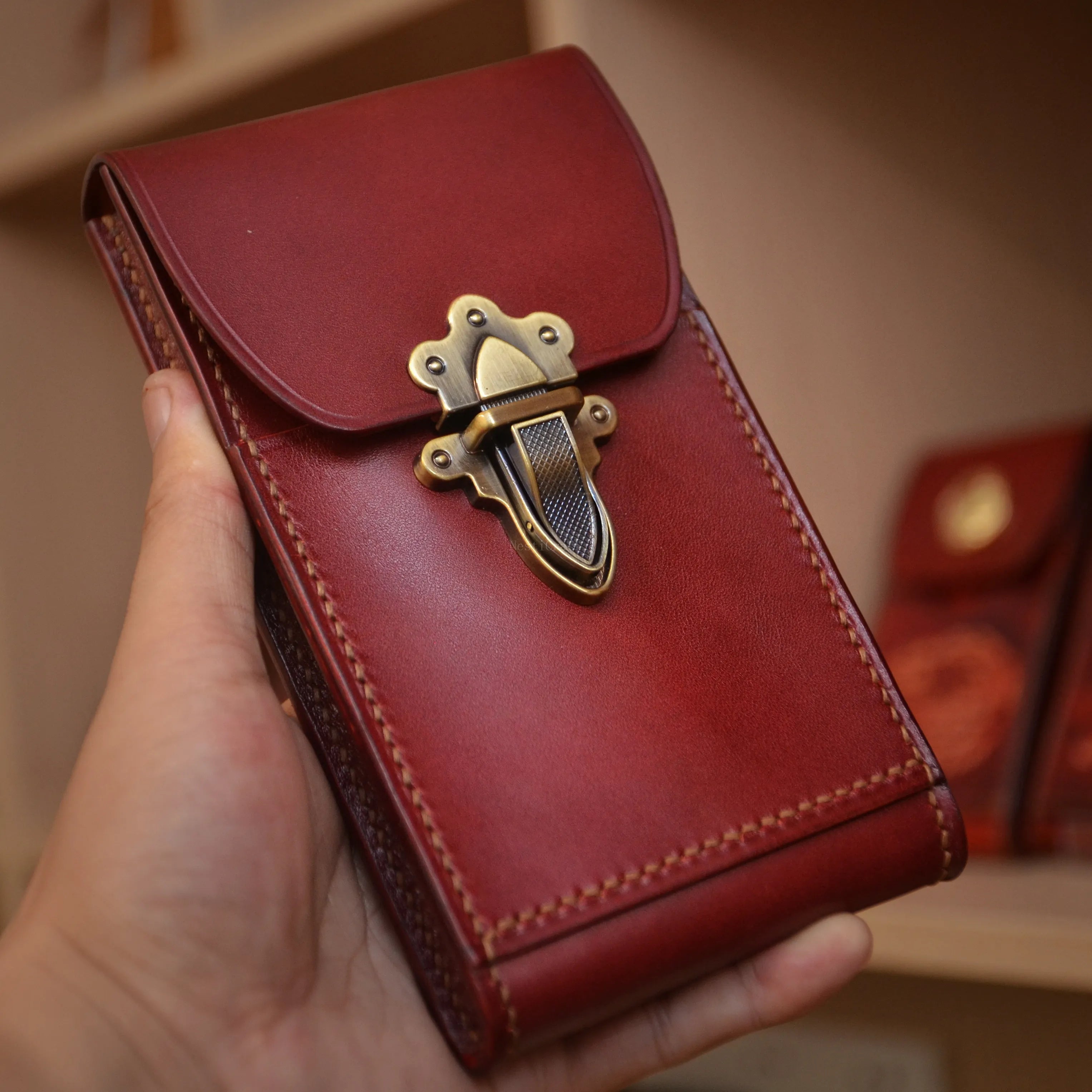 Handmade Full-Grain Leather Phone Pouch / Case by Nesti Craft