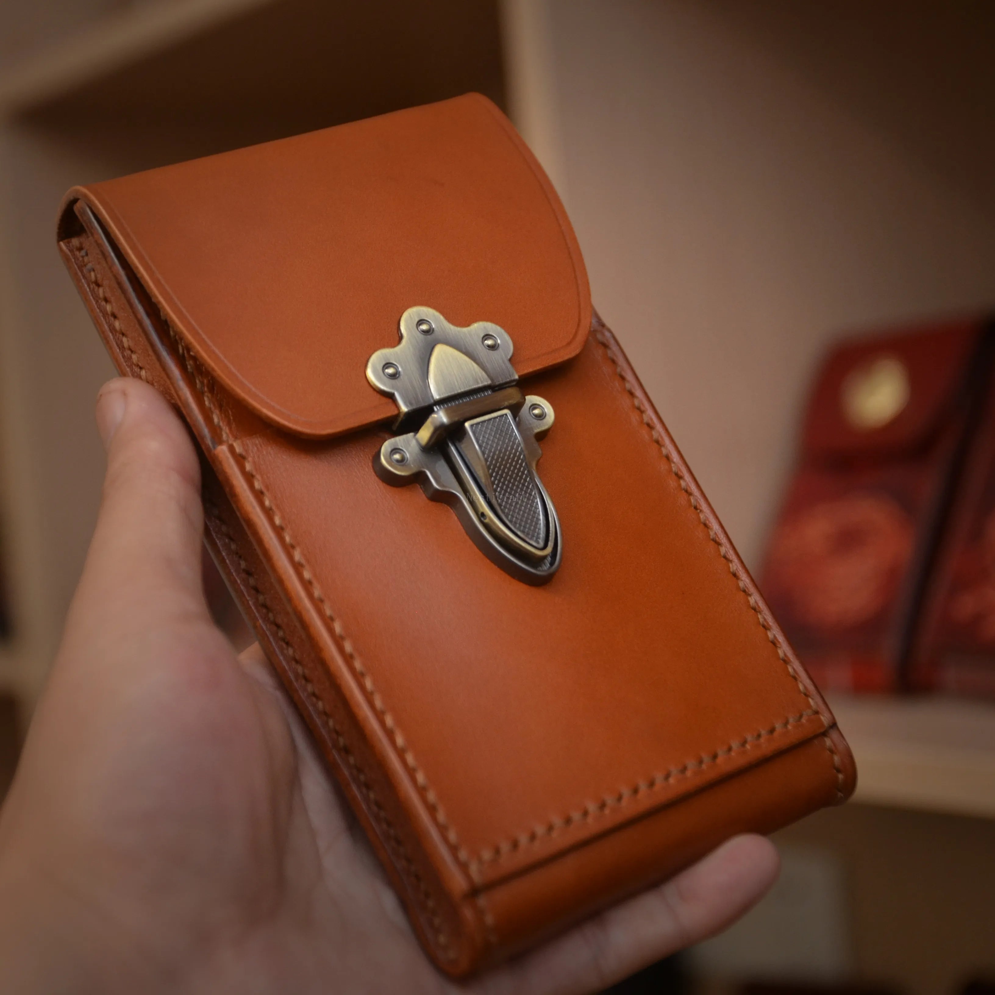 Handmade Full-Grain Leather Phone Pouch / Case by Nesti Craft