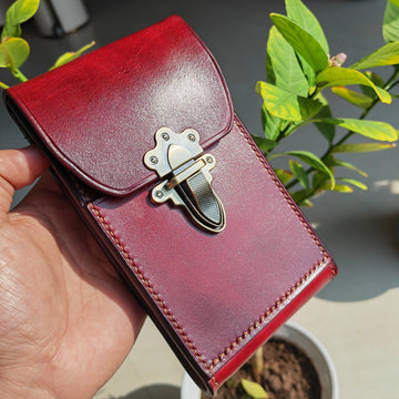 Handmade Full-Grain Leather Phone Pouch / Case by Nesti Craft