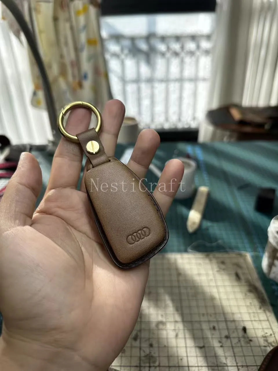 Custom Handmade Italian Buttero Leather Car Key Case & Key Holder by Nesti Craft