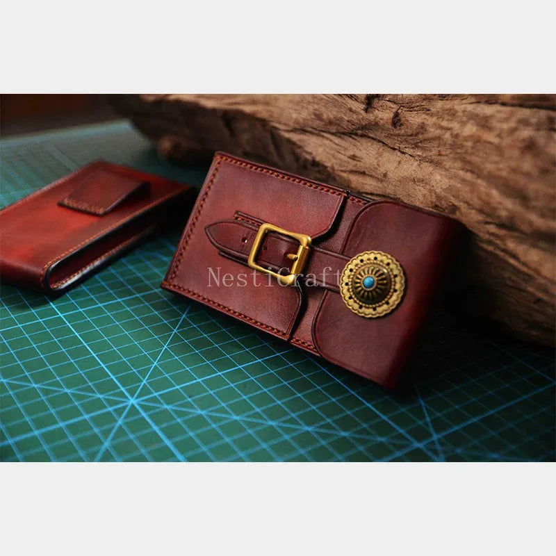 Handmade Vegetable-Tanned Top-Grain Cowhide Leather Belt Phone Pouch by Nesti Craft