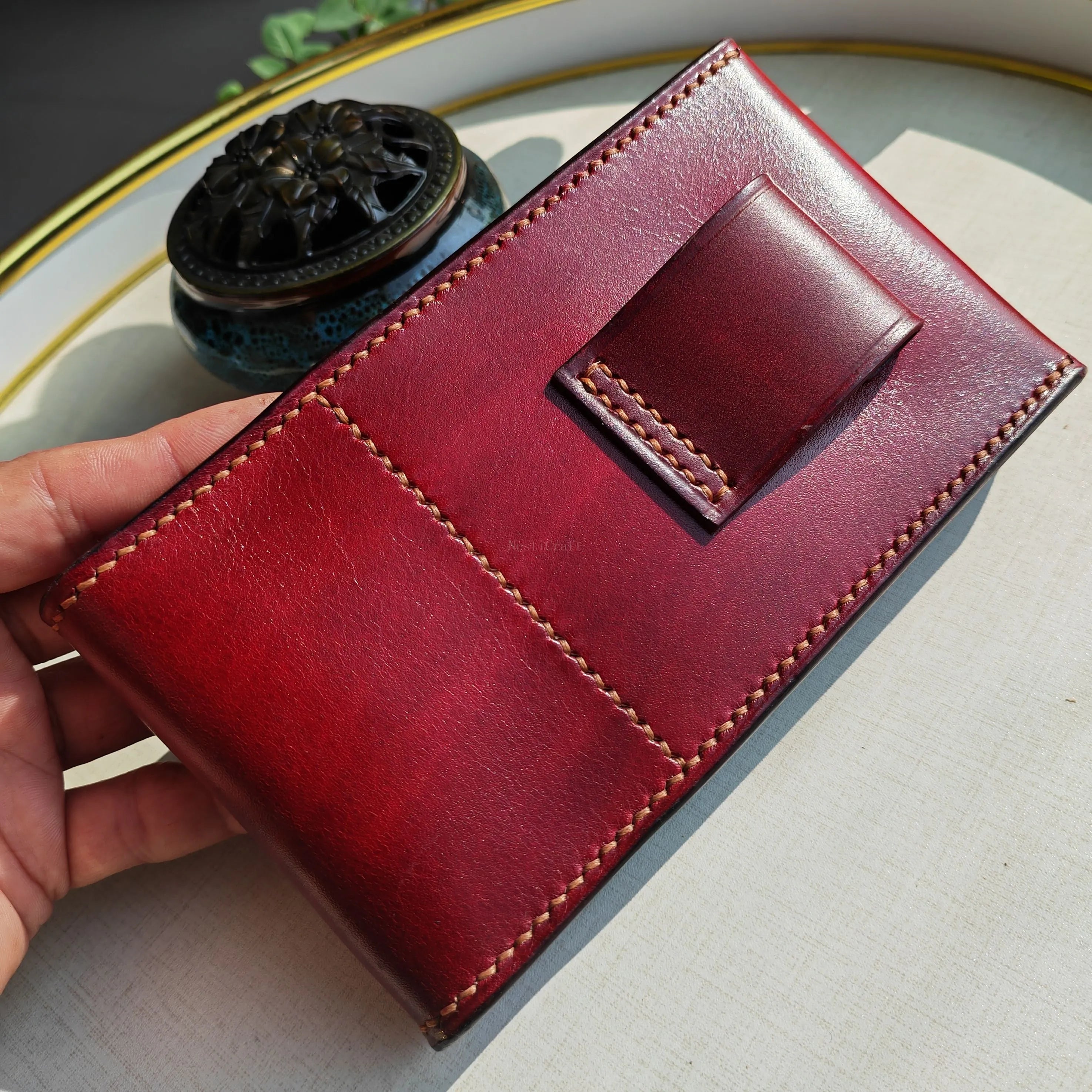 Handmade Full-Grain Leather Phone Pouch / Case by Nesti Craft