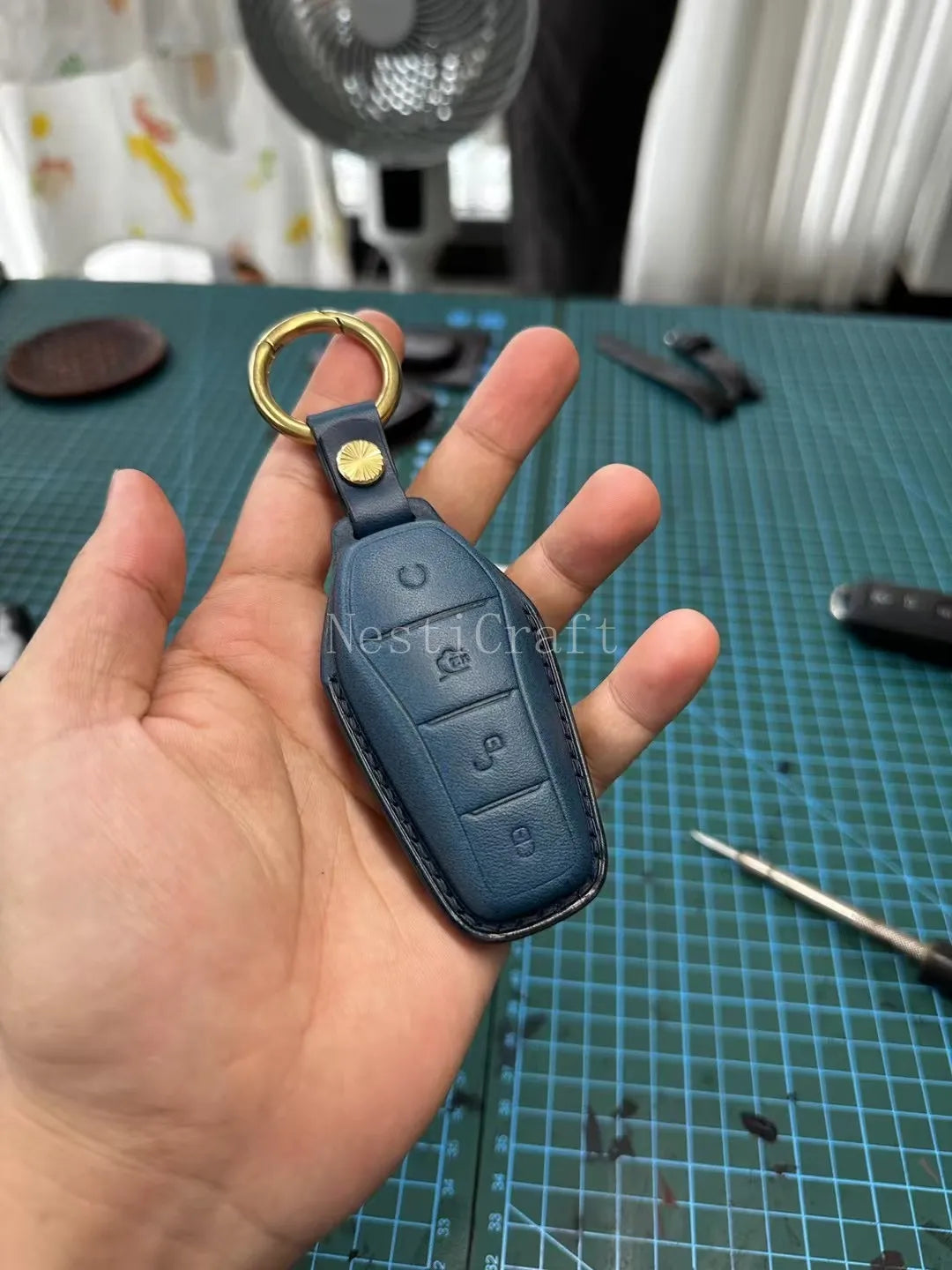 Custom Handmade Italian Buttero Leather Car Key Case & Key Holder by Nesti Craft