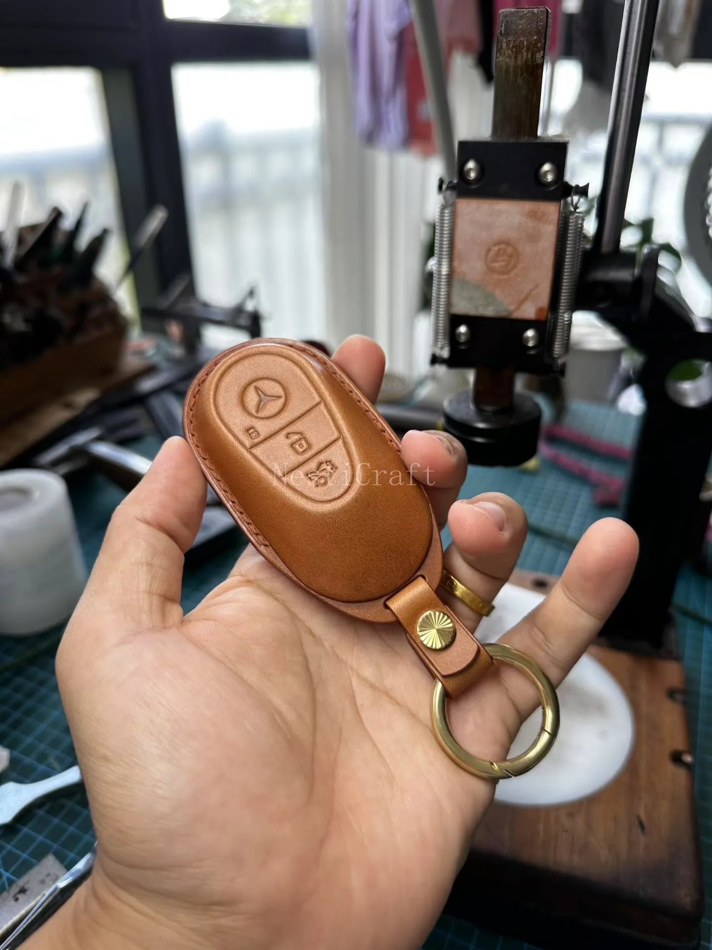 Custom Handmade Italian Buttero Leather Car Key Case & Key Holder by Nesti Craft