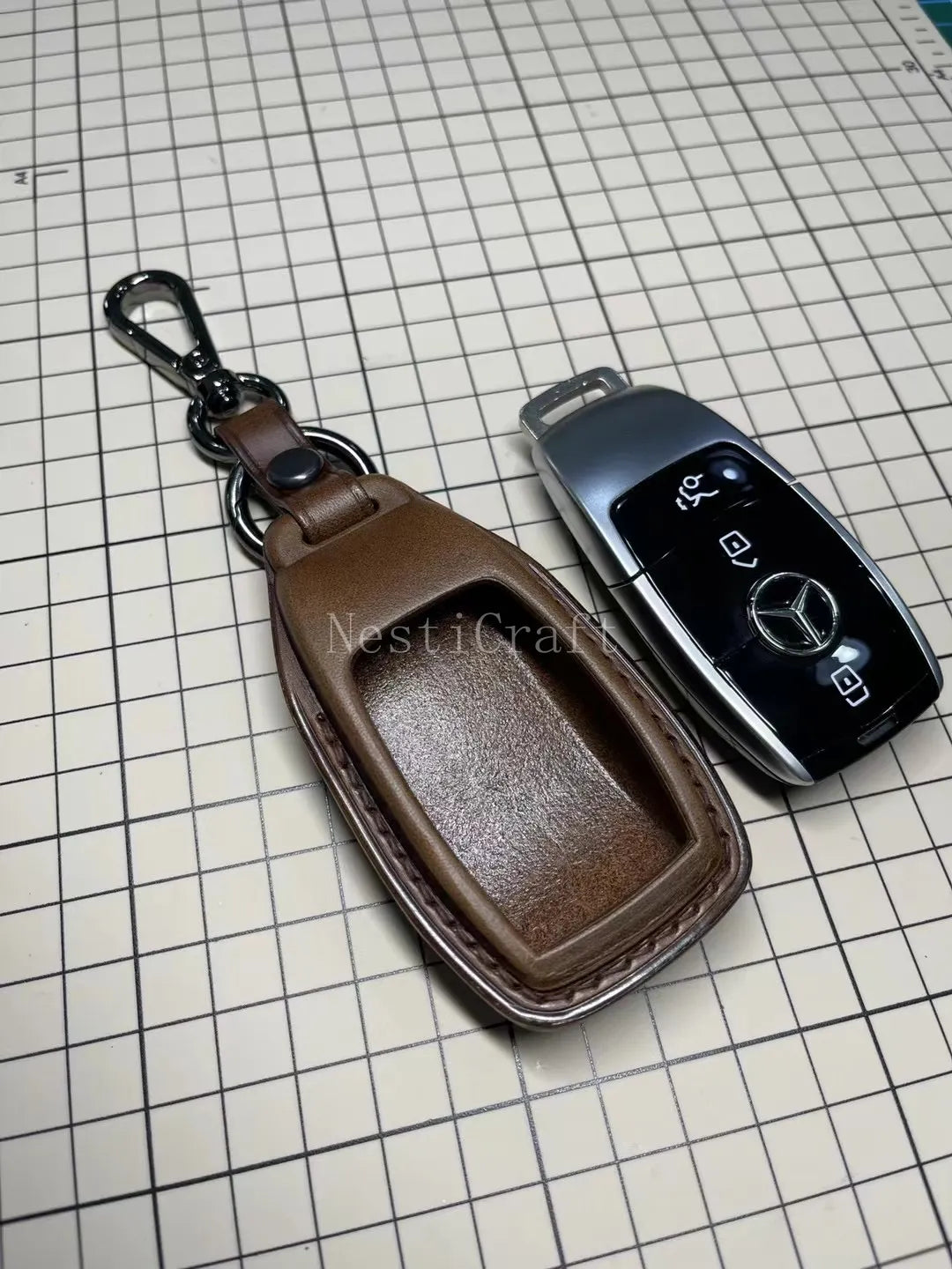 Custom Handmade Italian Buttero Leather Car Key Case & Key Holder by Nesti Craft
