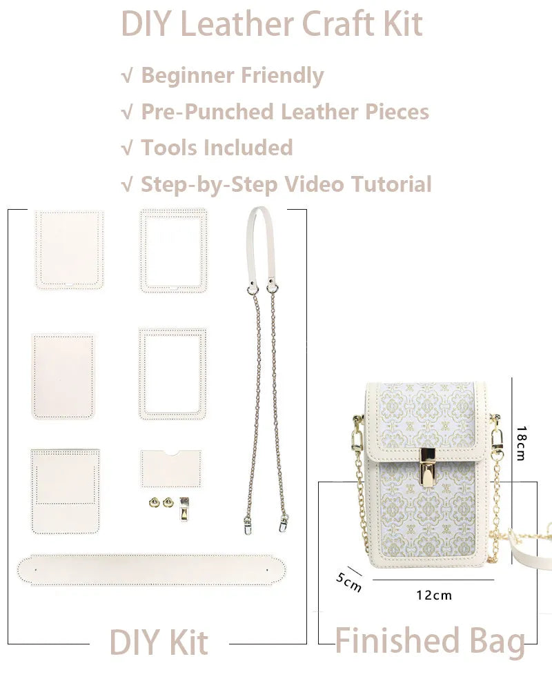 Top-Grain Leather Crossbody Phone Bag DIY Craft Kit by Nesti Craft