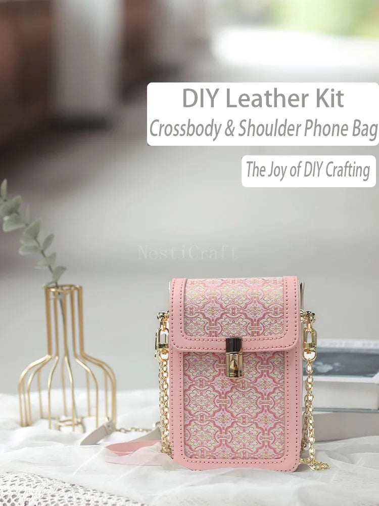 Top-Grain Leather Crossbody Phone Bag DIY Craft Kit by Nesti Craft