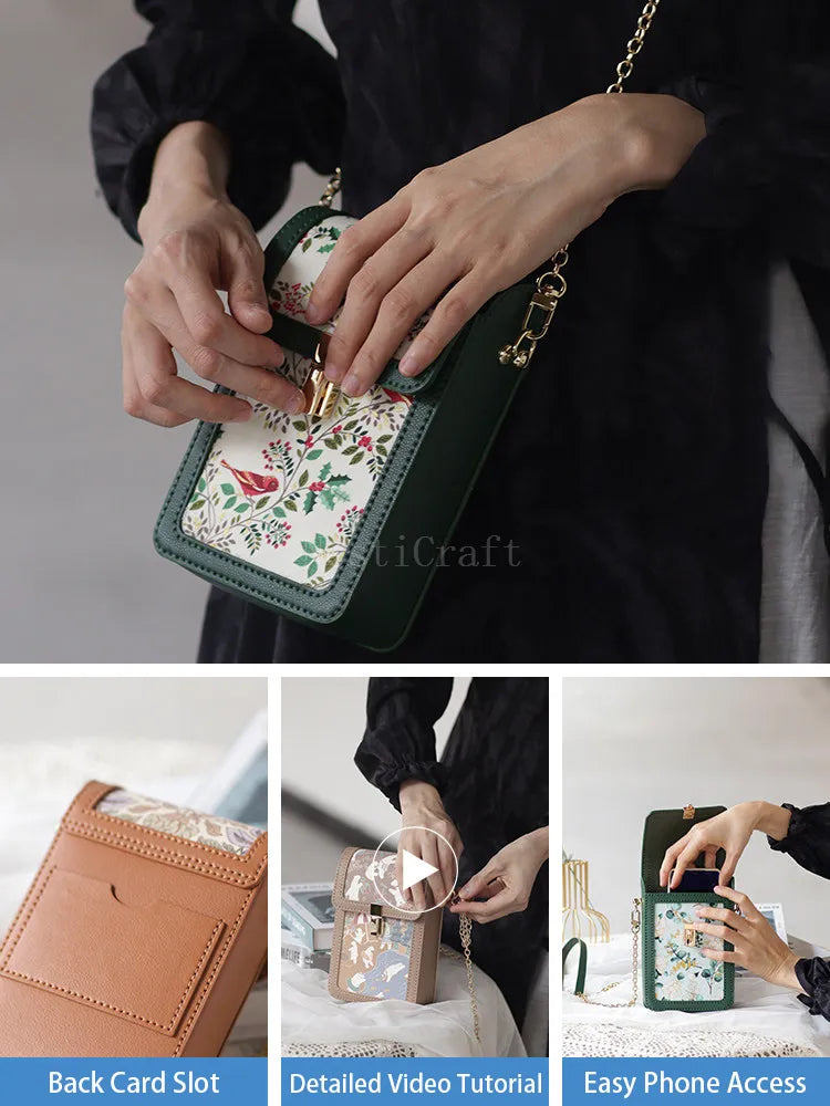 Top-Grain Leather Crossbody Phone Bag DIY Craft Kit by Nesti Craft