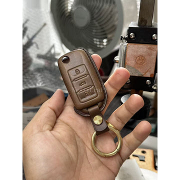Custom Handmade Vegetable-Tanned Leather Car Key Case