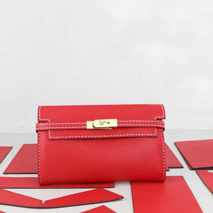 Kelly - Style Leather Clutch Handbag DIY Kit – Babylon Leather - Babylon LeatherBabylon LeatherSY21 - Red - With Strap Insert Bag - Color - Matched